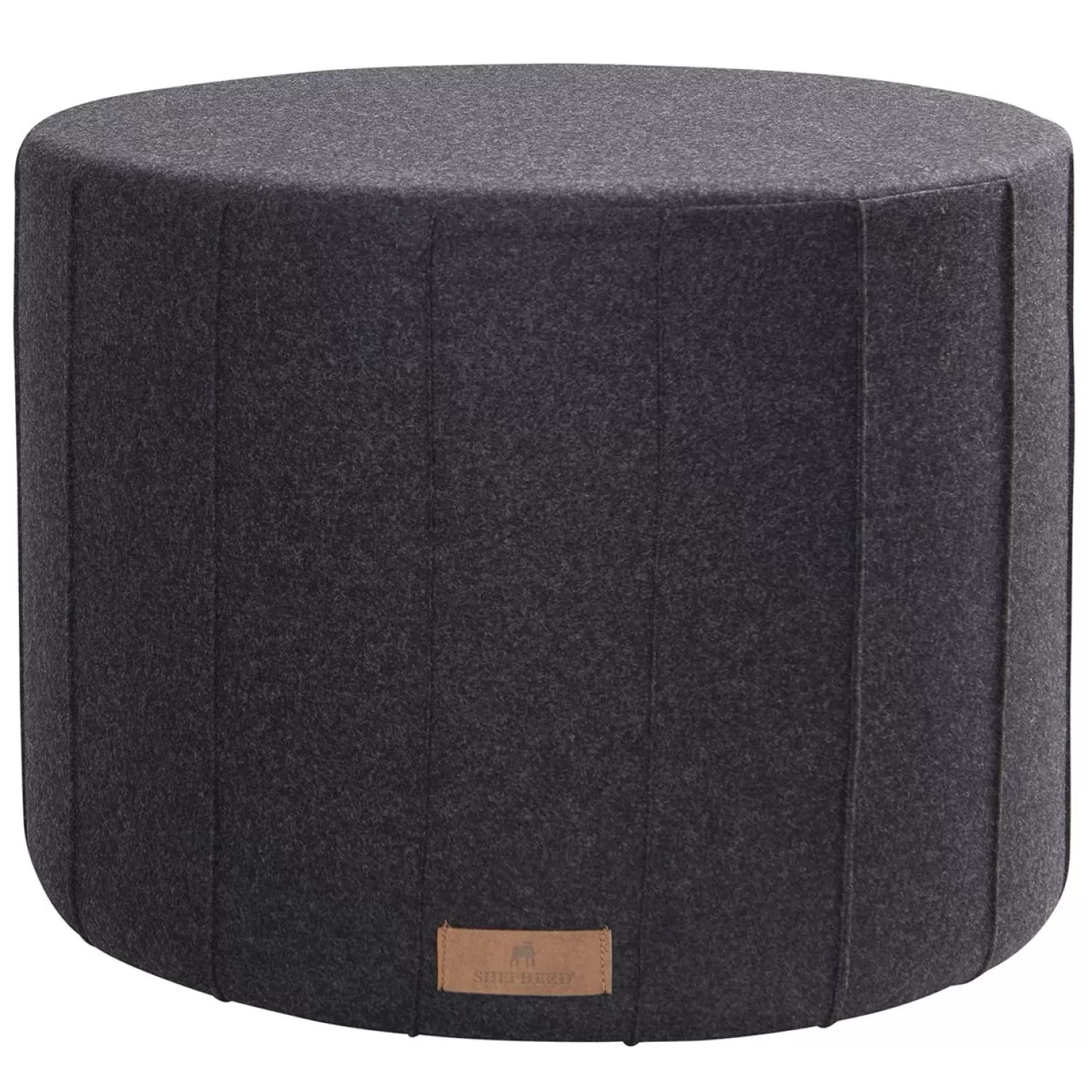 Shepherd Anja Round Wool Pouf 50X40Cm, Black | Sitzsäcke & Polsterhocker